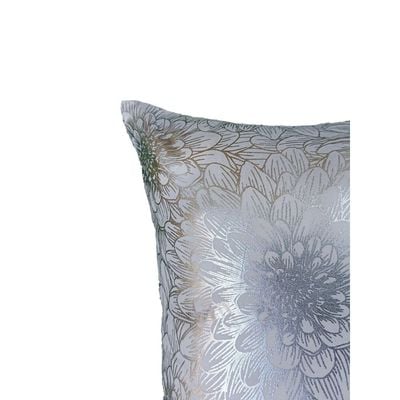 Majestic Flower Foil Printed Filled Cushion 45x45 Cm Silver