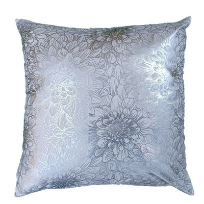 Majestic Flower Foil Printed Filled Cushion 45x45 Cm Silver