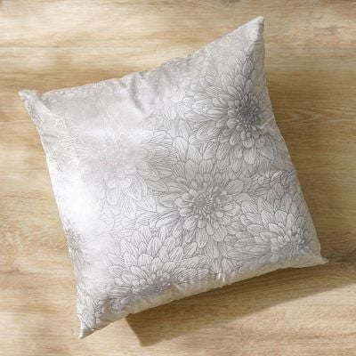 Majestic Flower Foil Printed Filled Cushion 45x45 Cm Silver