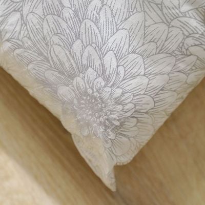 Majestic Flower Foil Printed Filled Cushion 45x45 Cm Silver