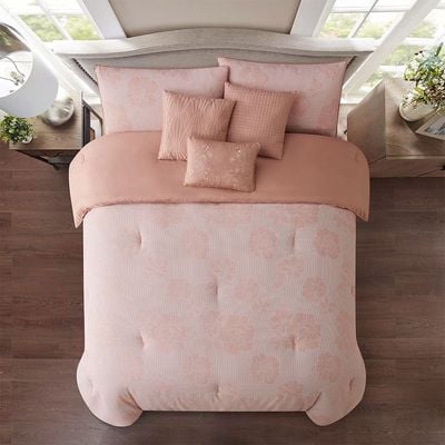 Allure Feruza 7 -Piece Queen Comforter Set 220X240 Cm Pink