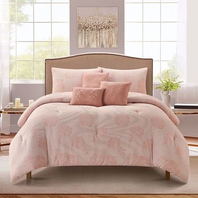 Allure Feruza 7 -Piece Super King Comforter Set 260X260 Cm Pink