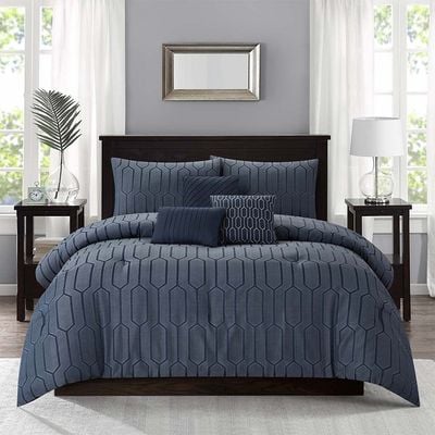 Allure Galen 7 -Piece King Comforter Set 240X260 Cm Blue
