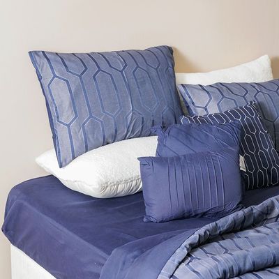 Allure Galen 7 -Piece Super King Comforter Set 260X260 Cm Blue