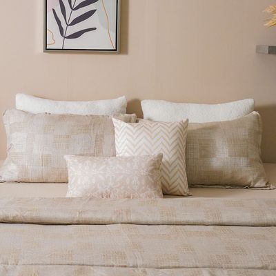 Festival Collection 6-Piece Bed in a Bag Super King Comforter Set 260X260CM Soft Gold LCT BL 2307_05