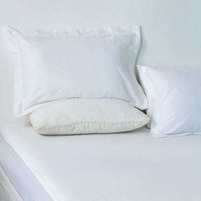 Bliss 3-Pc Cotton Queen Fitted Sheet Set - White - 160 X 200 + 35 cm, 50x75 cm 