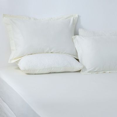 Bliss 3-Pc Cotton Queen Fitted Sheet Set - Off White - 160x200 + 35 cm, 50x75 cm 