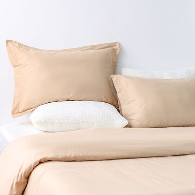 Bliss 3-Piece 144 Tc Cotton King Duvet Cover Set 220 X 230 Cm,50 X 75 Cm Beige