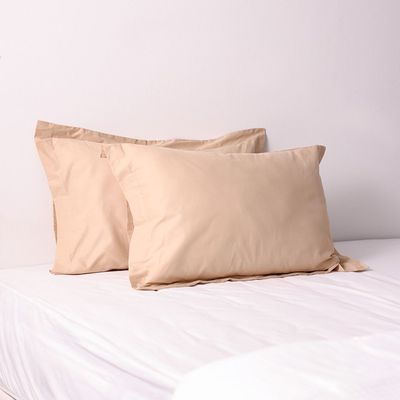 Bliss 2-Piece 144 Tc Cotton Pillow Case Set 50 X 75 Cm Beige