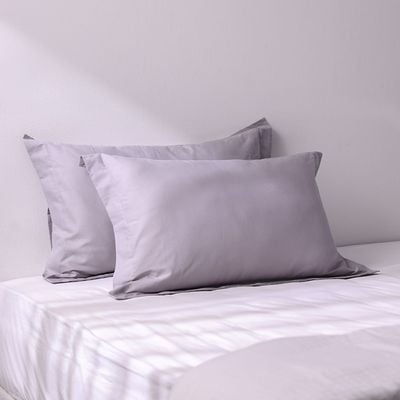 Bliss 2-Piece 144 Tc Cotton Pillow Case Set 50 X 75 Cm Grey