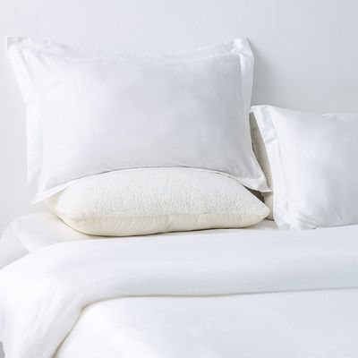 Serene 3-Pc Cotton Queen Duvet Cover Set - White - 200x200 cm, 50x75 cm 