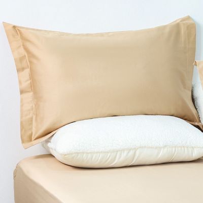 Serene 2-Piece 300 Tc Cotton Twin Fitted Sheet Set 120 X 200 + 25 Cm,50X75Cm Beige