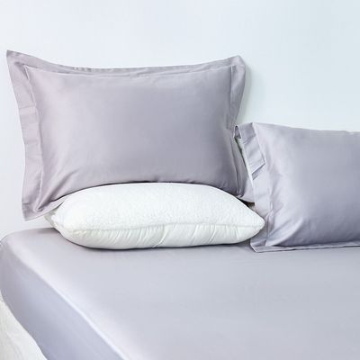 Serene 3-Pc Cotton King Fitted Sheet Set - Grey - 180x200 + 35 cm,50x75 cm 