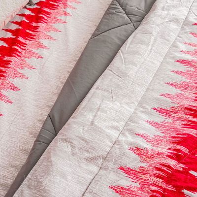 Plush-Queen Bed Comforter Set Of 4 Ikat Red 1 X Qb Comforter - 228X254 Cm; 1 X Fitted Sheet - 160X200+30 Cm; 2 X Pillow Case - 50X75 Cm 