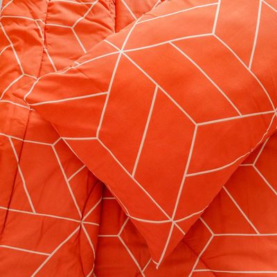 Plush-Single Bed Comforter Set Of 3 Prism Rust 1 X Sb Comforter - 150X230 Cm; 1 X Fitted Sheet - 120X200+30 Cm; 1 X Pillow Case - 50X75 Cm 