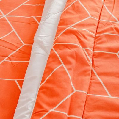 Plush-Queen Bed Comforter - Set of 4 - Prism - Rust - 1xComforter/ 1xFitted Sheet/ 2xPillow Case 