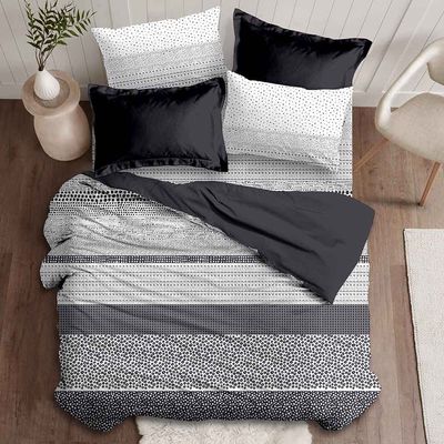 Plush-Single Bed Comforter Set Of 3 Tic Tac Charcoal 1 X Sb Comforter - 150X230 Cm; 1 X Fitted Sheet - 120X200+30 Cm; 1 X Pillow Case - 50X75 Cm 