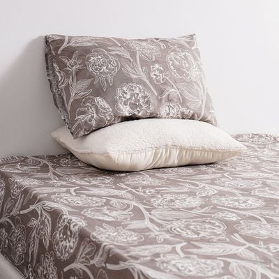 Albany Single Bed Fitted Sheet Set 120X200+30 Cm/50X75+15 Cm Dahlia Silver (ANU-DUB-033 A)