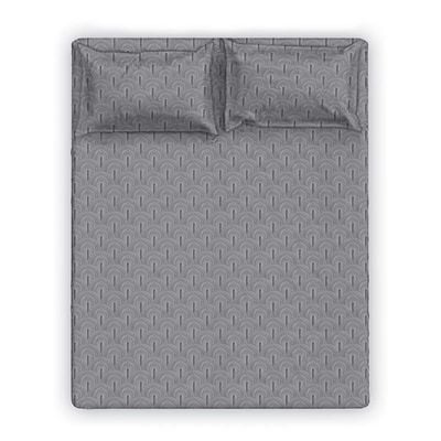 Albany Single Bed Fitted Sheet Set 120X200+30 Cm/50X75+15 Cm Scallop Grey (ANU-DUB-034 A)