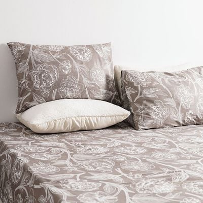 Albany Queen Bed Fitted Sheet Set 160X200+30 Cm/50X75+15 Cm Dahlia Silver (ANU-DUB-033 B)