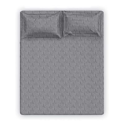 Albany Queen Bed Fitted Sheet Set 160X200+30 Cm/50X75+15 Cm Scallop Grey (ANU-DUB-034 B)