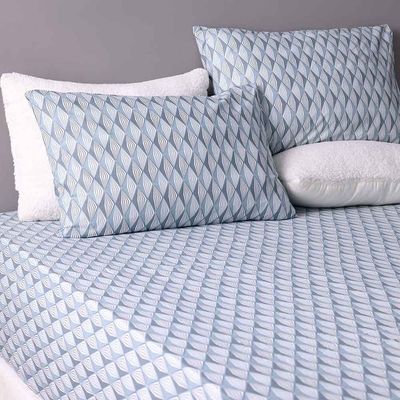 Albany Fitted Queen Bed Sheet Set - Misty Blue - 160x200+30 cm/50x75+15 cm - (ANU-DUB-037 B)