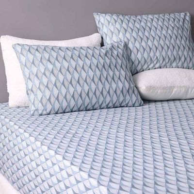 Albany King Bed Fitted Sheet Set 180X200+30 Cm/50X75+15 Cm Misty Blue (ANU-DUB-037 C)