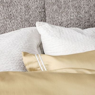 Mystique 6-Pc Double Gauze King Size BIAB Comforter Set - White/Sand - 240x260 CM