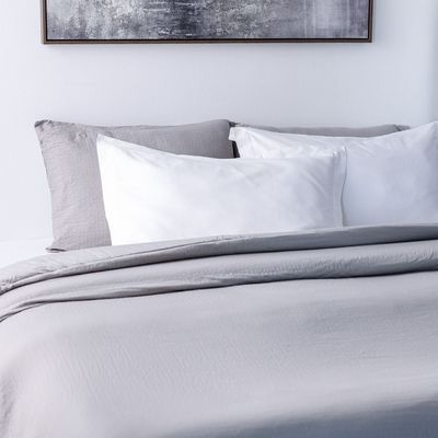 Mystique Double Gauze King Size Comforter BIAB Set of 6-240x260CM-Grey/White