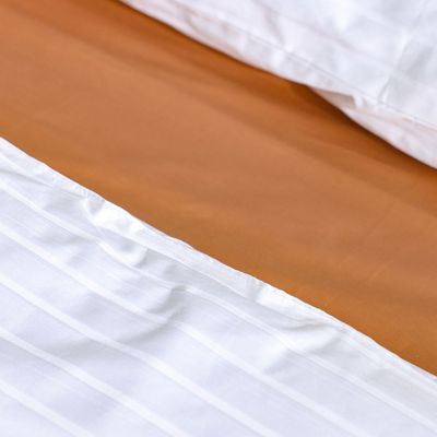 Mystique 6-Pc Stripe King Size BIAB Comforter Set - White/Golden Brown - 240x260 CM