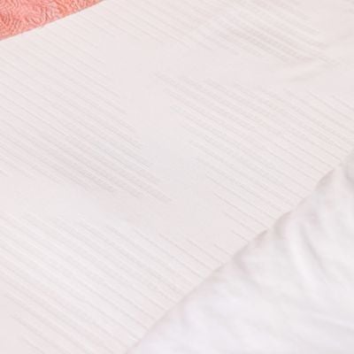 Mystique 6-Pc Waffle Box Jacquard Super King Size BIAB Comforter Set - White/Pink - 260x260 CM