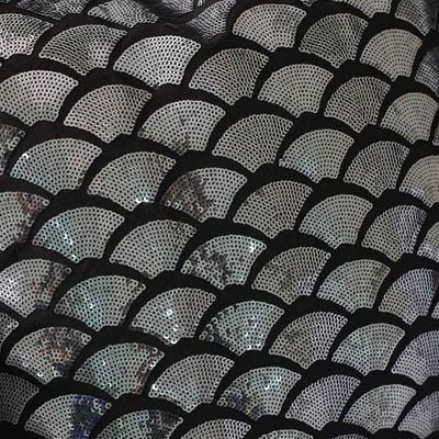 Gleam Cotton Duck Cushion with Sequin Work - Black - 45x45 cm 