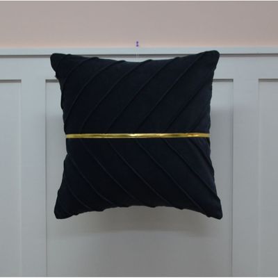 Gleam Velvet Cushion With Golden Tape Black 45X45Cm (Fsi/04)