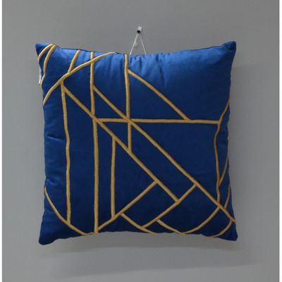 Gleam Luxury Velvet Cushion With Aari Work Blue 45X45Cm (Fsi/26)