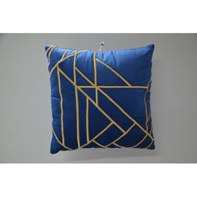 Gleam Luxury Velvet Cushion With Aari Work Blue 45X45Cm (Fsi/26)