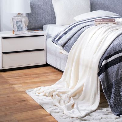 Micro Flannel Blankets Single 150X220Cm Ivory