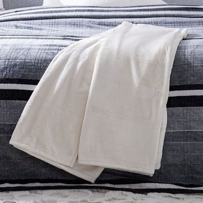 Micro Flannel Blankets Single 150X220Cm Ivory