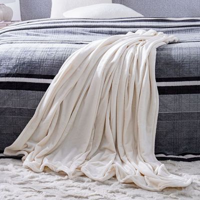 Micro Flannel Blankets Single 150X220Cm Ivory
