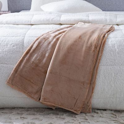 Micro Flannel Blankets Single 150X220Cm Beige