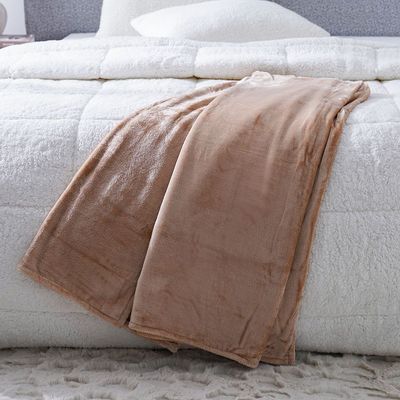 Micro Flannel Blankets Double 220X240Cm Beige