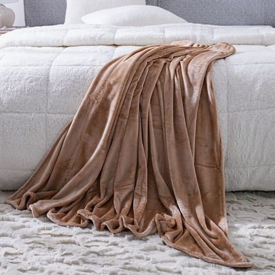 Micro Flannel Blankets Double 220X240Cm Beige