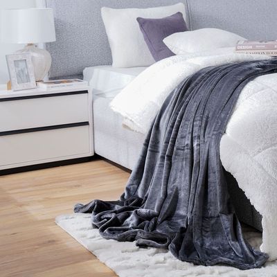 Micro Flannel Blankets Double 220X240Cm Silver