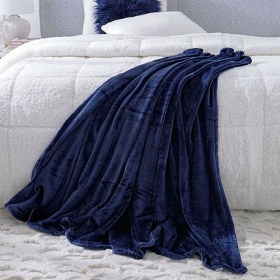 Micro Flannel Blankets Double 220X240Cm Navy