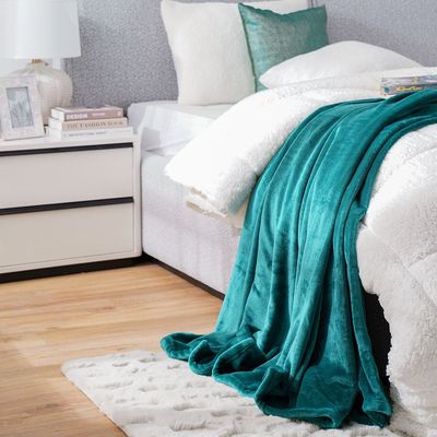 Micro Flannel Blankets Single 150X220Cm Green
