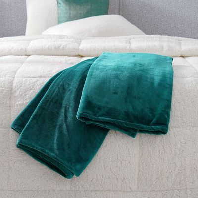 Micro Flannel Blankets Single 150X220Cm Green