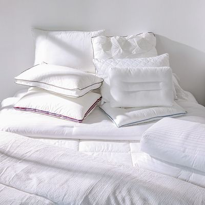 Repose Striped Quilted Pillow - White - 50x75 cm