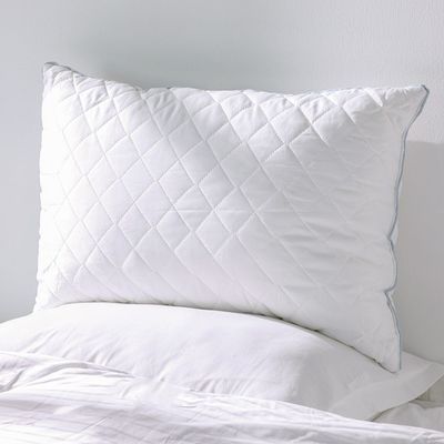 Repose Striped Quilted Pillow - White - 50x75 cm