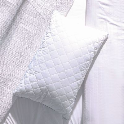 Repose Striped Quilted Pillow - White - 50x75 cm