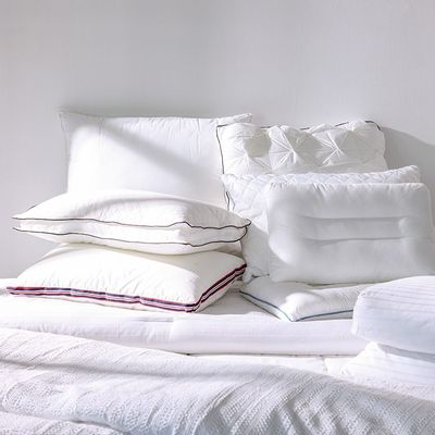 Repose Striped Quilted Pillow - White - 50x75 cm