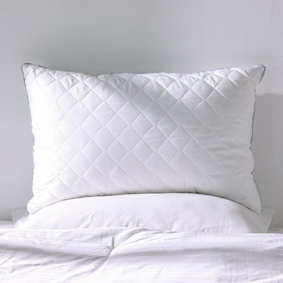 Repose Striped Quilted Pillow - White - 50x75 cm